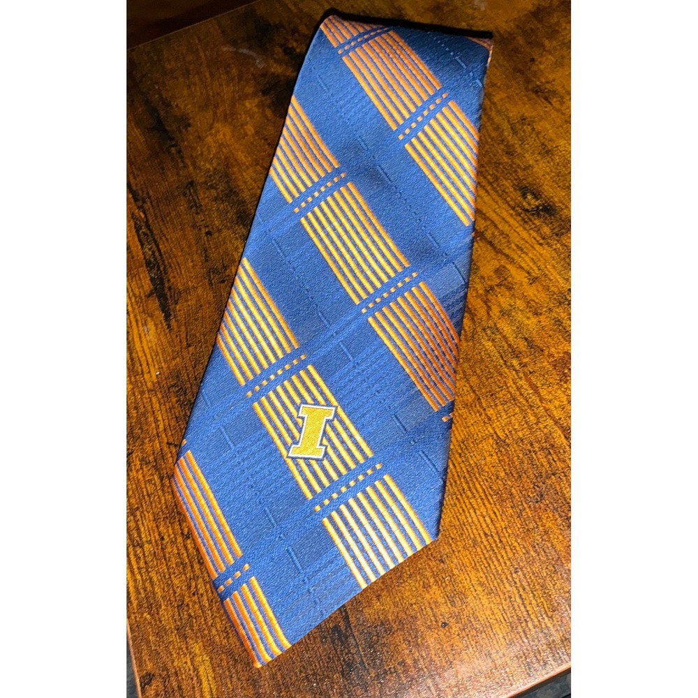 Eagles Wings University of Illinois Fighting Illini Tie Blue Orange Striped Logo